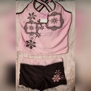 Women's Pink Bikini-and-tankini-top and boy shorts bottom
